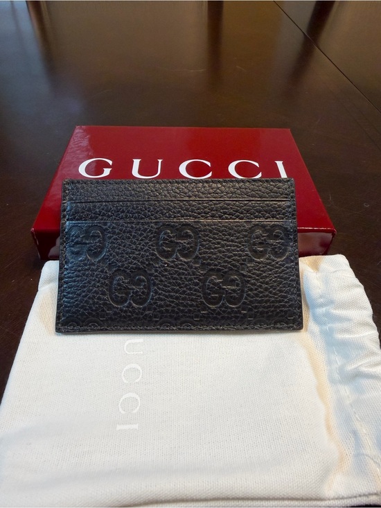 Gucci Other - New Authentic Gucci GG Supreme Logo Card Case Wallet Black Leather